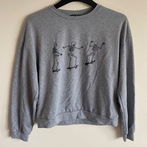 SHEIN SKELETONS SKATEBOARDING LONG SLEEVE SHIRT